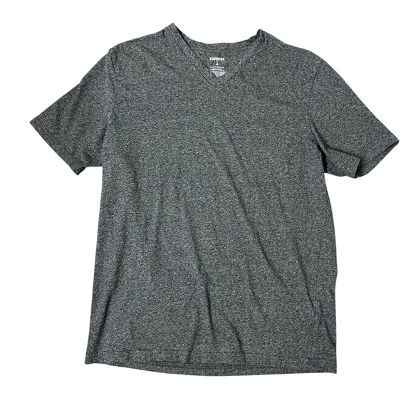 Express Gray Short Sleeve Tee Classic V-Neck - Picture 1 of 6